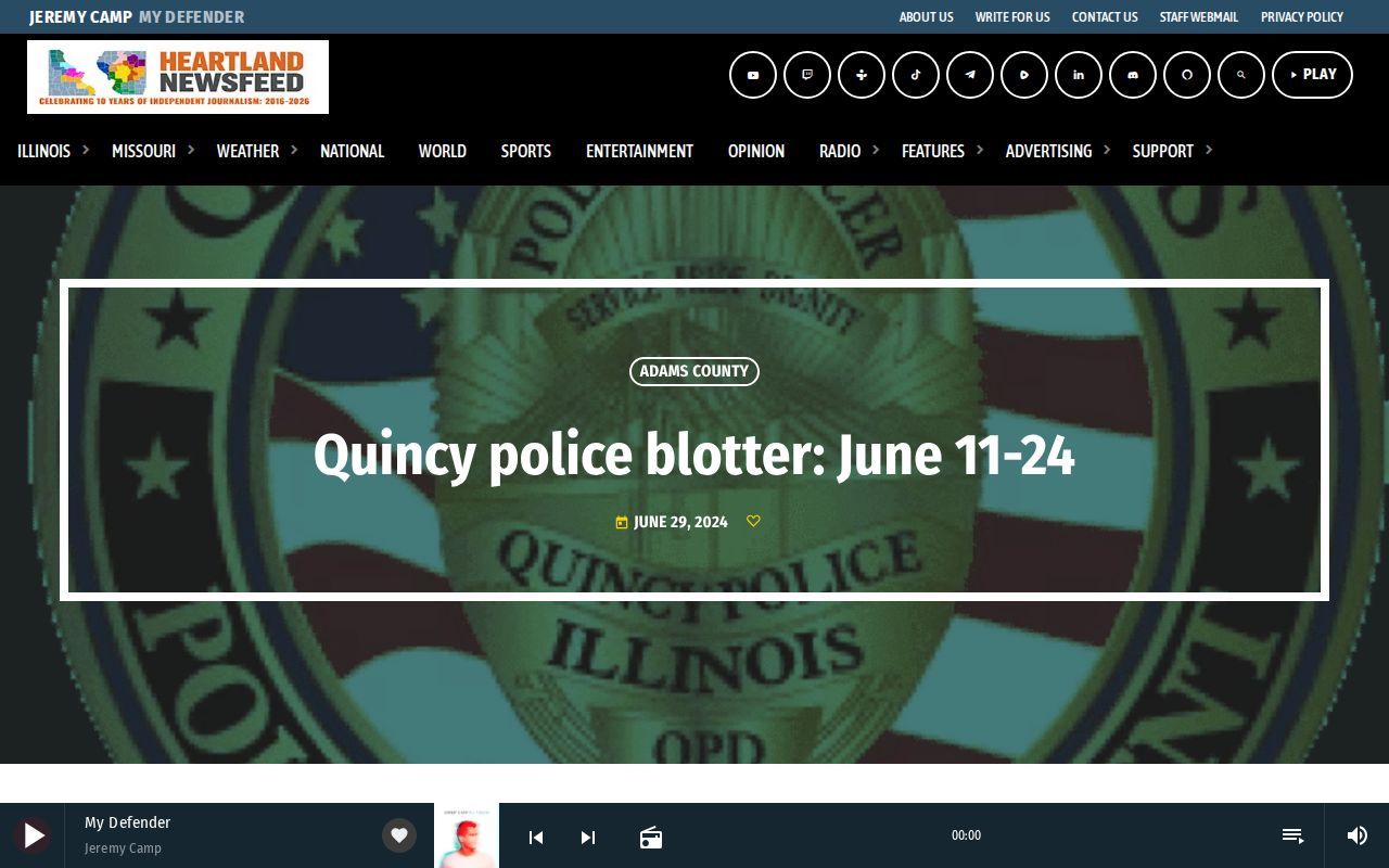 Adams County dated multi-day police blotter archive