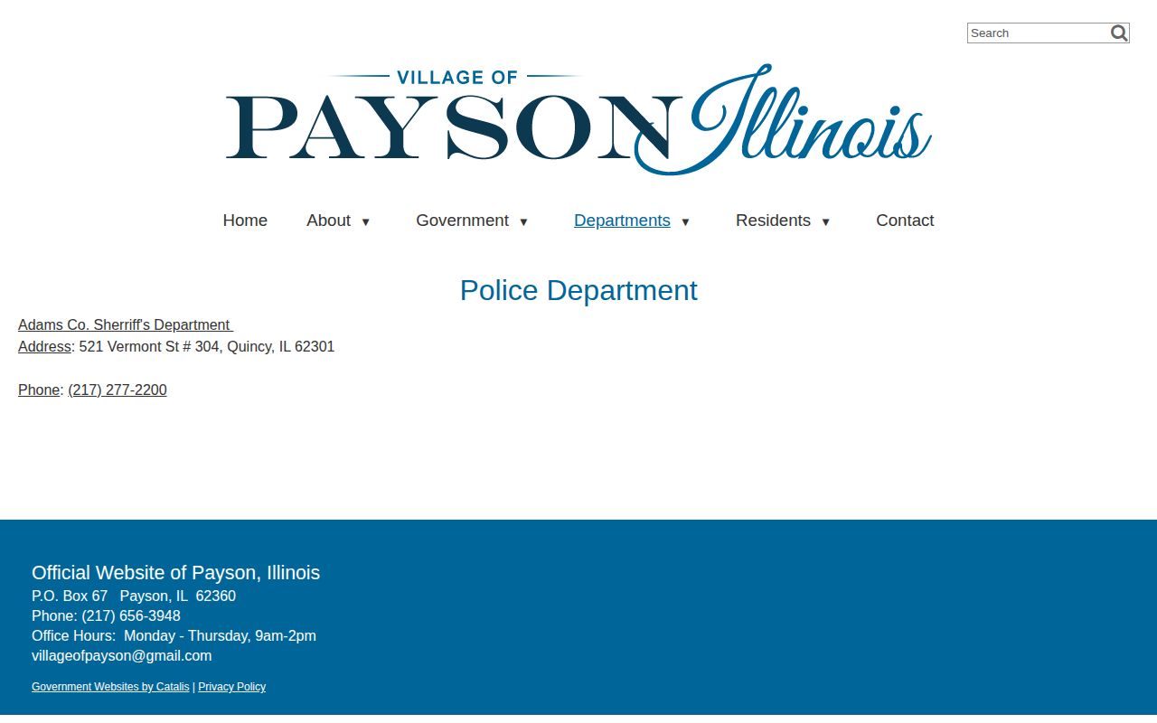 Village of Payson police page routing service to the Adams County Sheriff